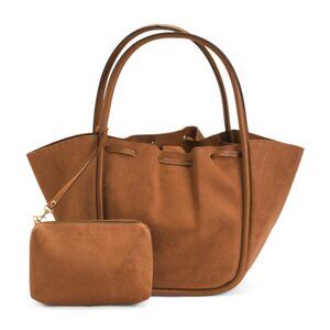 CHEVAL Made In Italy Suede Tote With Tube Handles